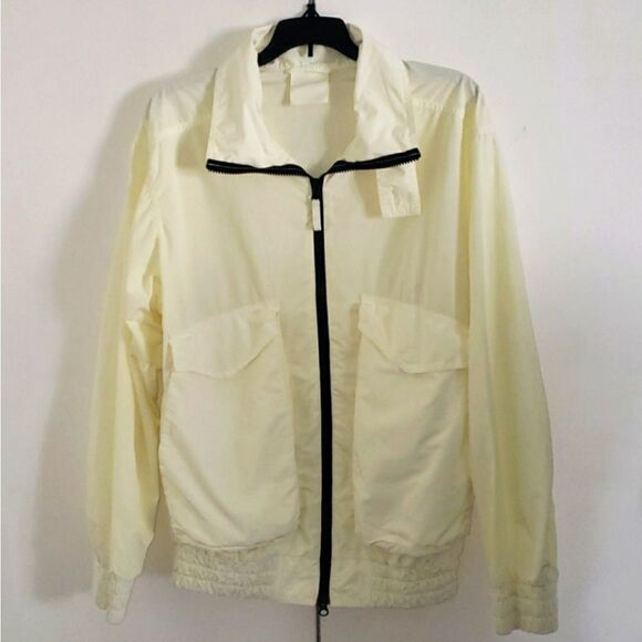Aspesi Italy Pale Yellow Lightweight Full Zip Windbreaker Ribbed Cuffs Jacket S - Picture 2 of 10